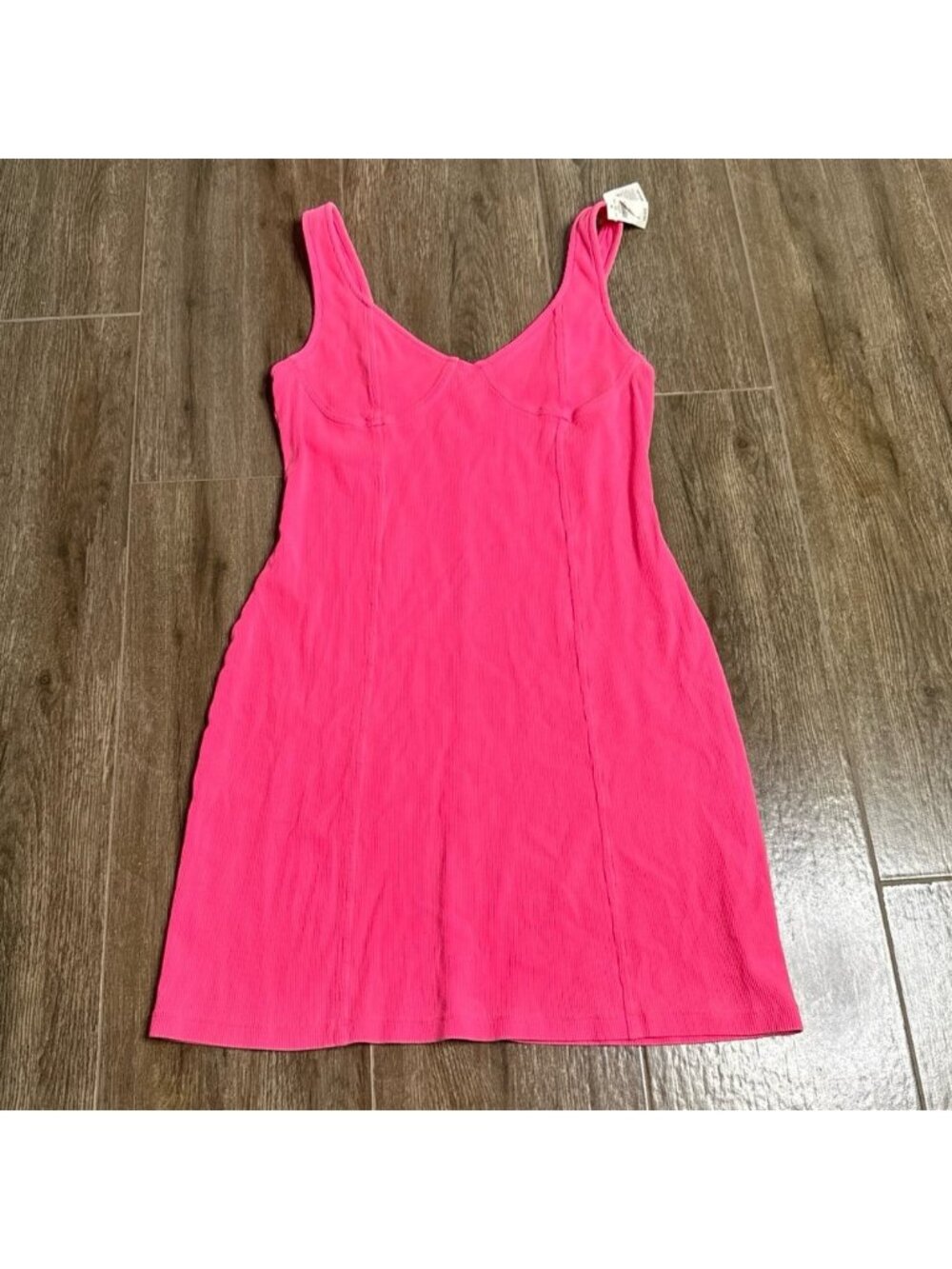 NWT Aerie Hot Pink Ribbed Mini Dress Bustier Seam L